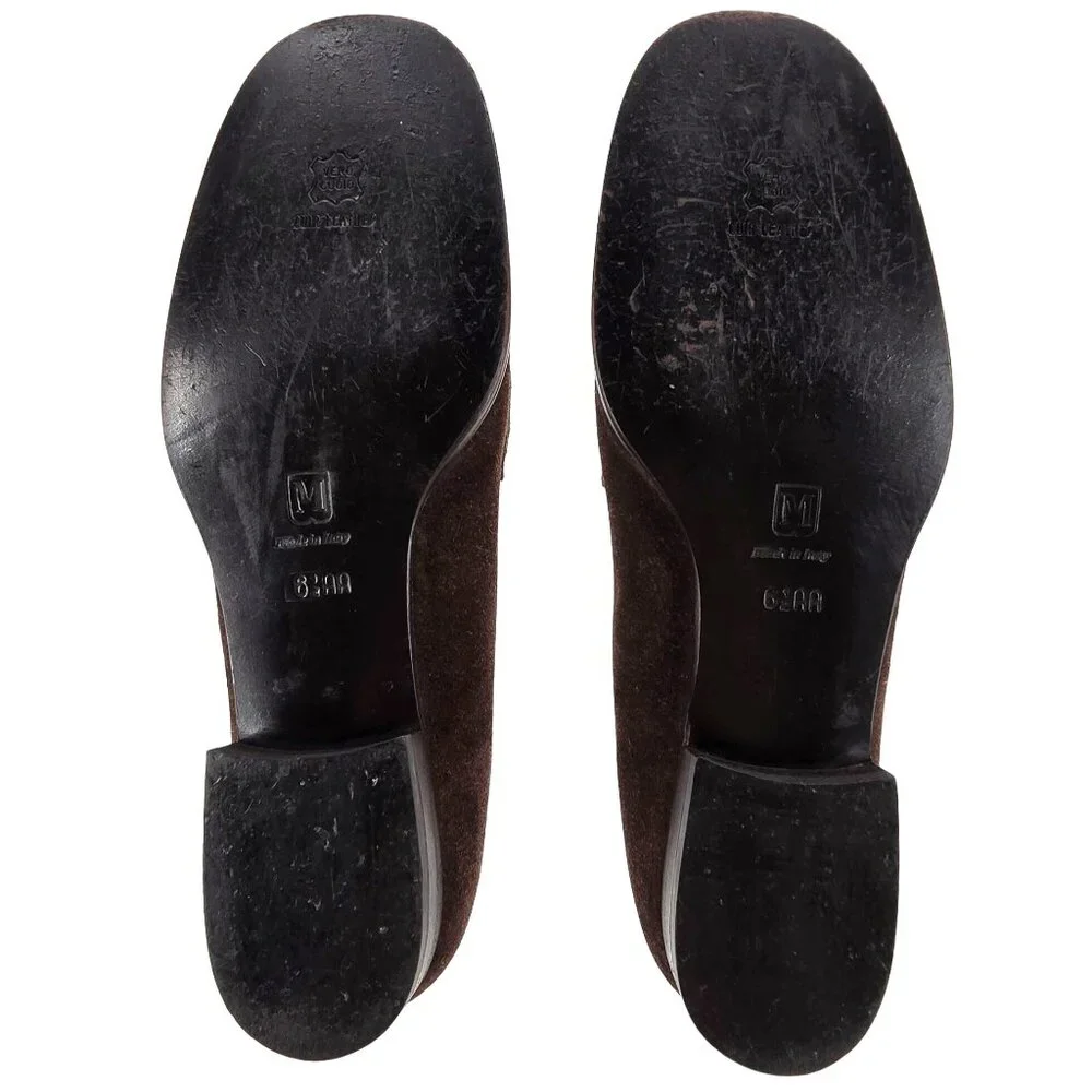 Bruno Magli Italy Womens 6.5AA Brown Suede Leather Dress Shoes Horsebit Loafers - Picture 3 of 12